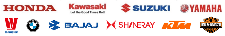 Marcas de moto compatíveis como Honda, Yamaha, Suzuki, Shineray, Dafra e mais.